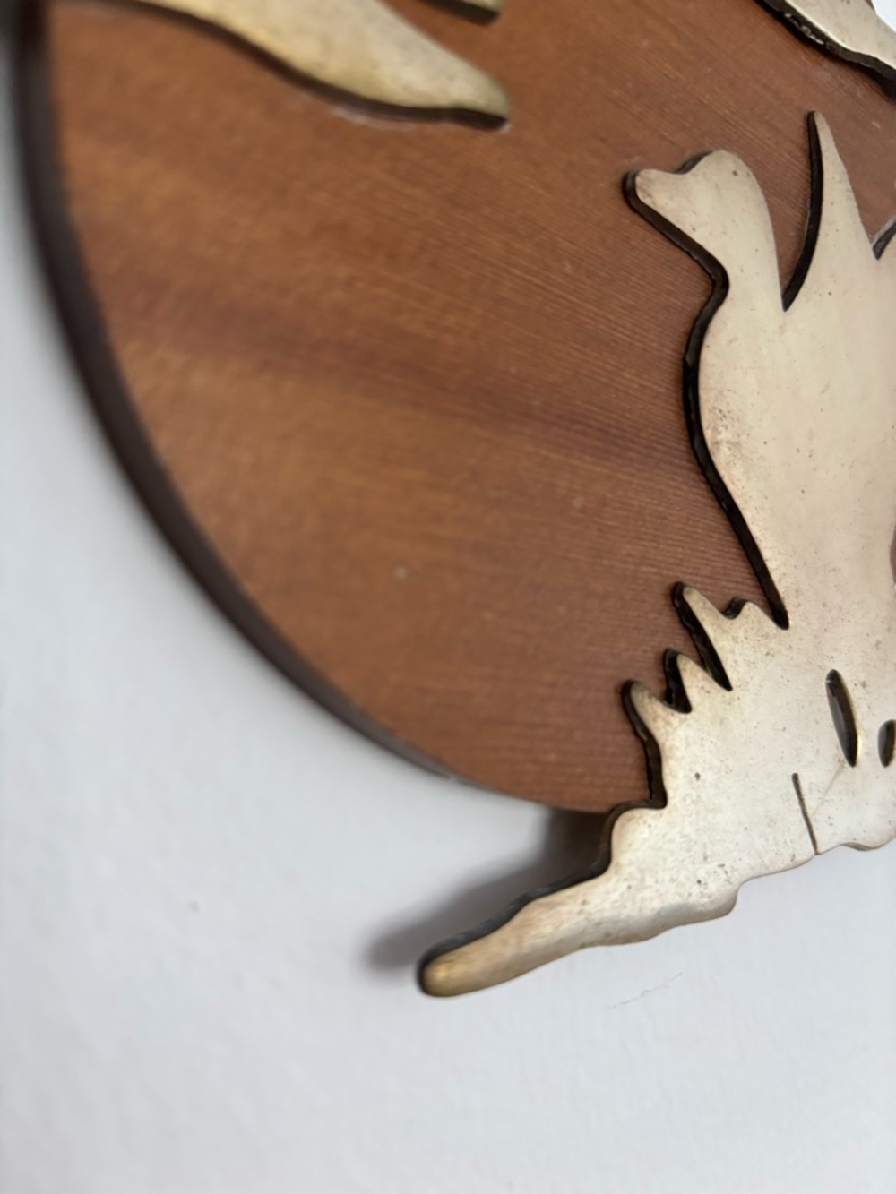Vintage House of LLoyd Brass and Wood Duck and Cloud Wall Plaque 1989 - Picture 4 of 10
